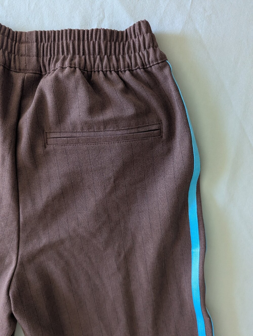 Adidas Originals Tailored Track Pants In Auburn With Blue Stripes - Picture 14 of 14